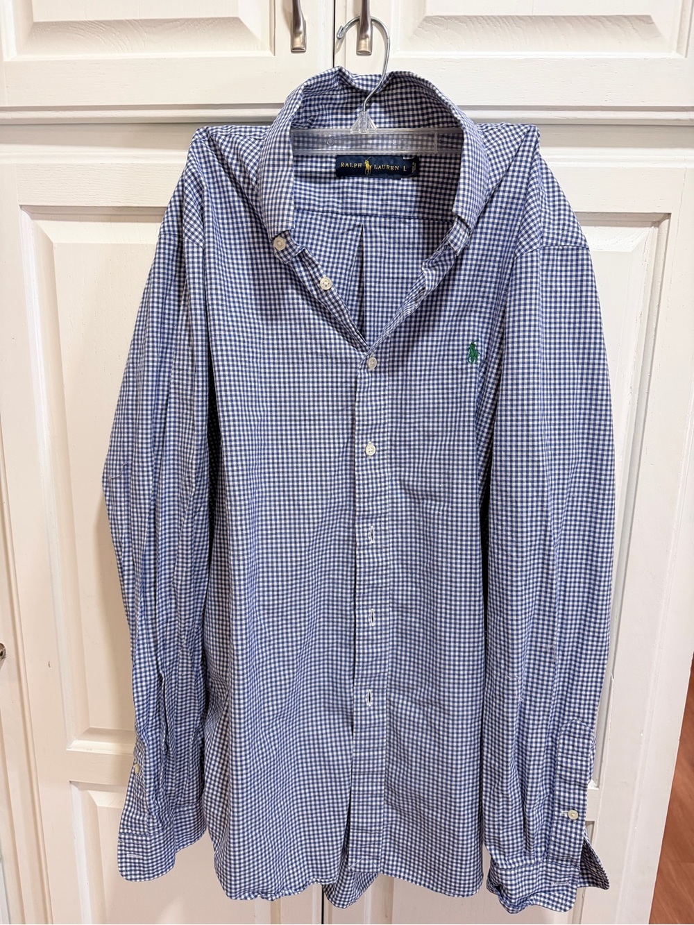 Ralph Lauren Blue and White Gingham Button-Down Shirt